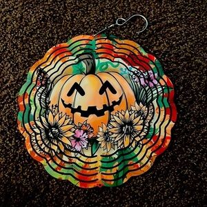 HANDMADE metal two sided 8 in wind spinner